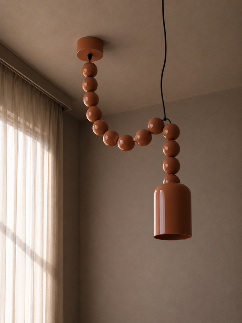 Beaded Copper Red Pendant