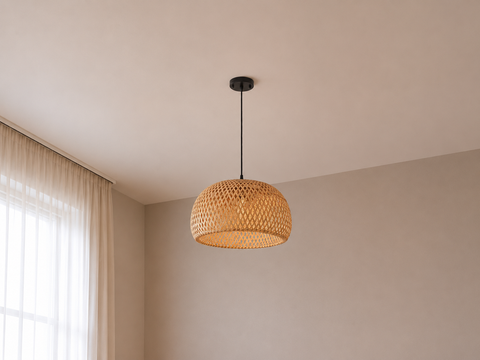 Boho Bamboo Shaded Pendent