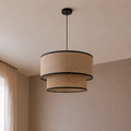 Modern Rattan Beige Shaded Pendent