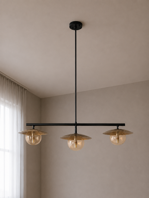 Contemporary Black & Gold Track Chandelier