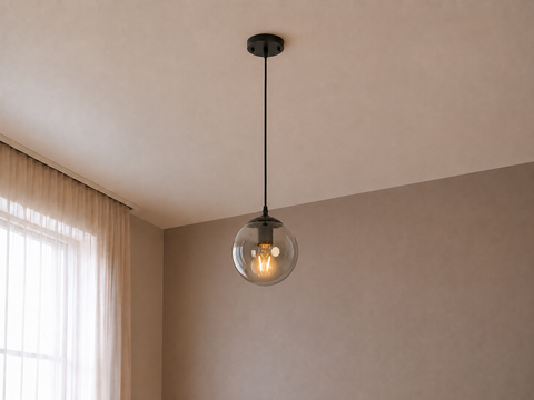 Smoked Grey Glass Ball  Pendent