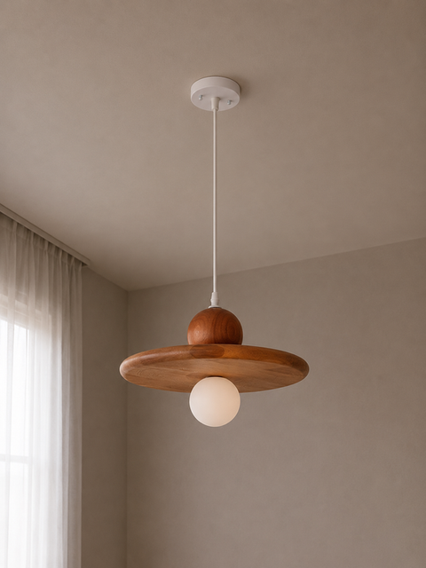 Wooden Pendant Lamp with Globe