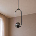 Stylish Pendant â€“ Black Metal Frame& Smoked Grey