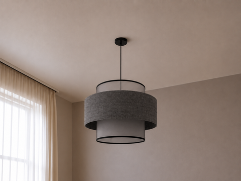 Ceiling Gray Linen Single Pendant