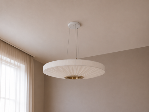 Modern White Pleated Fabric Pendant