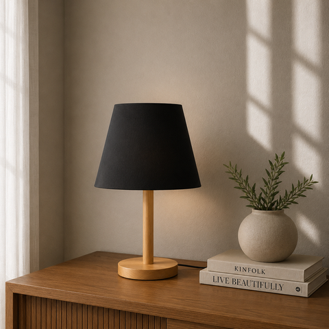 Black Shade Wooden Lamp