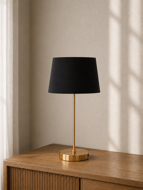 Modern Gold Table Lamp Black Shade