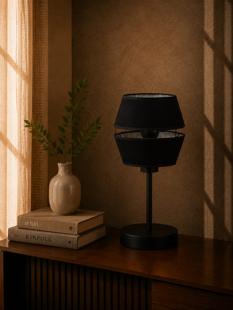 Black half circle Shade Table Lamp