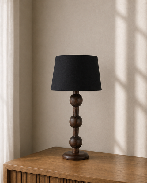 Wooden Table Lamp Black Shade