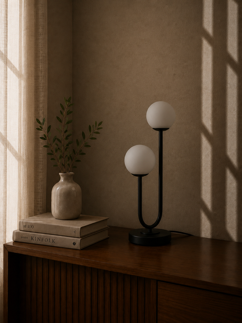Modern All Black Table Lamp