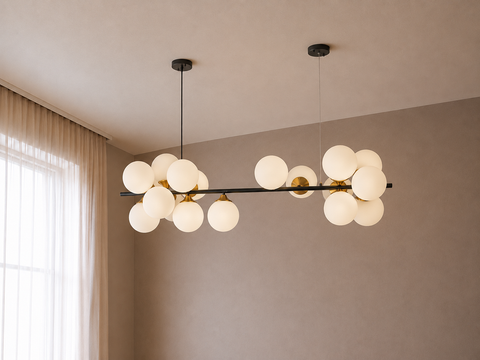 Modern Black 16 Globes Track Chandelier