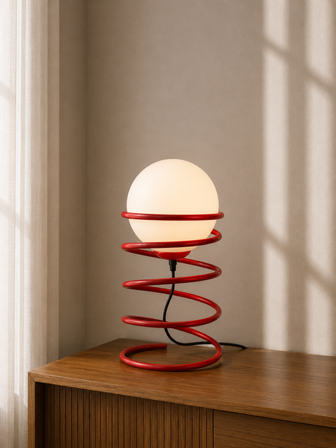 Colorful Red Coil Table Lamp