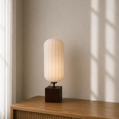 Minimalist Fabric & Wire-Shade Lamp