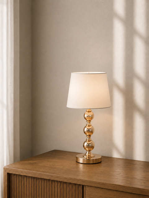 Modern Table Lamp with Shiny Gold Spherical Base