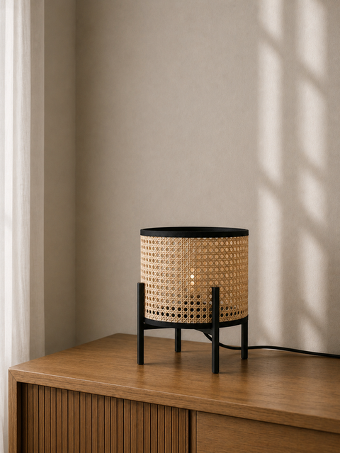 Boho Style Rattan Table Lamp
