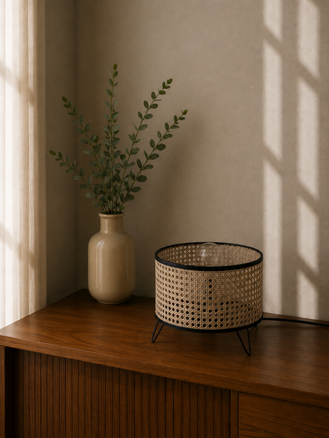 Boho Rattan Table Lamp