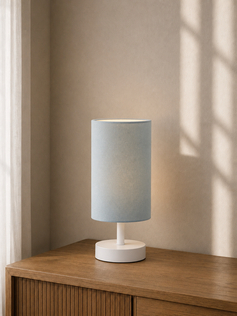 Modern Grey Cylinder Table Lamp