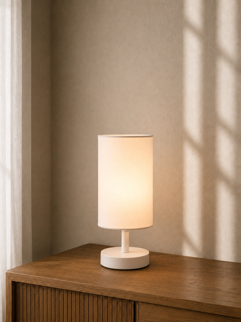 Modern White Cylinder Table Lamp