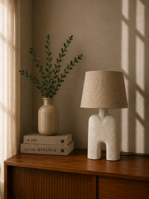 Boho Burlap Table Lamp