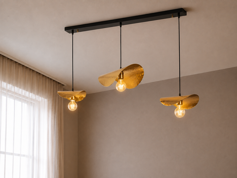 Triple Track Gold and Black  Pendent