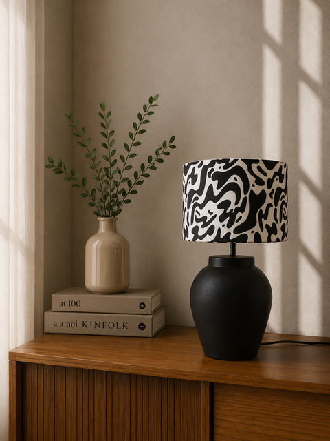 Black & White Pottery Table Lamp