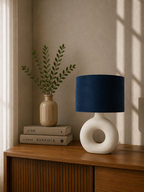 Boho Navy Shaded Table Lamp