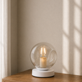 White Glass Ball White Table Lamp