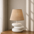 White Burlap Table Lamp
