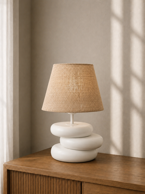 White Burlap Table Lamp