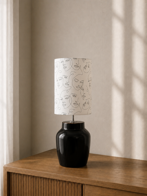 Abstract Faces Line Art Table Lamp