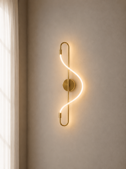 Golden S-Curve LED Wall Light