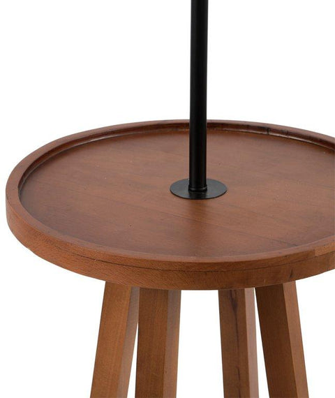 Modern Floor Lamp with Integrated Wooden Table