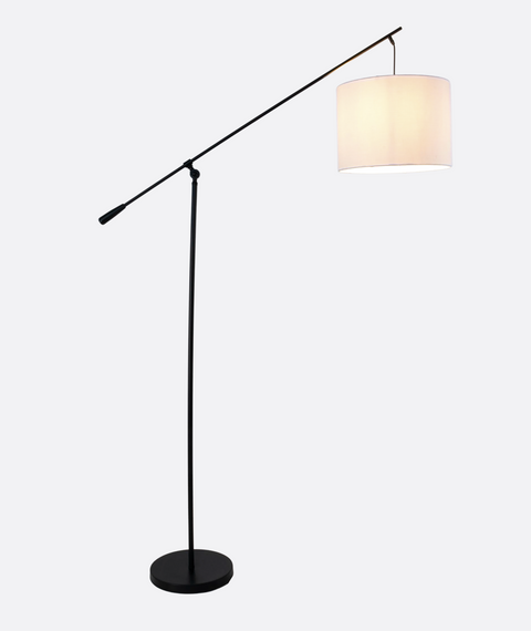 Modern Slim Black & White Arm Floor Lamp