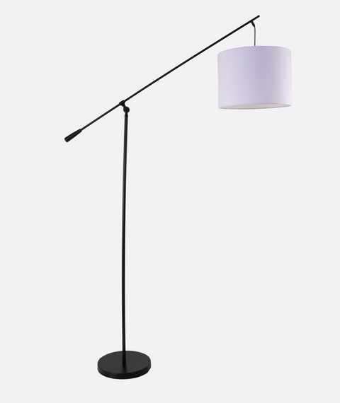 Modern Slim Black & White Arm Floor Lamp