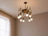 Luxury bronze ceiling chandelier with travertine balls