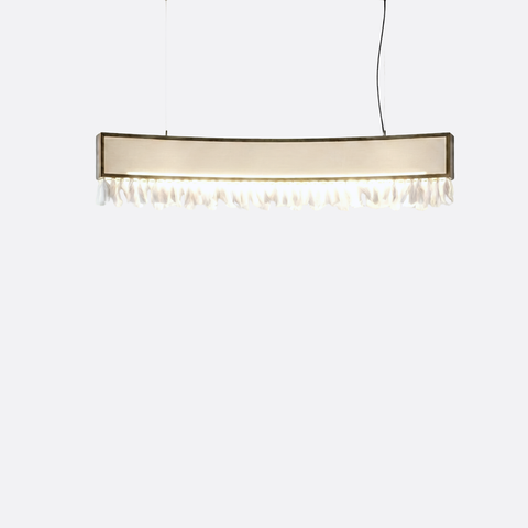 Vintage LED curved ceiling track with macrame tassels