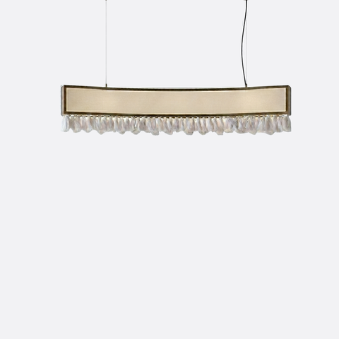 Vintage LED curved ceiling track with macrame tassels
