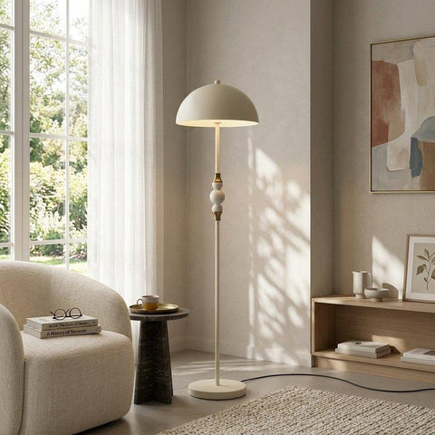 Vintage Beige floor lamp with travertine balls