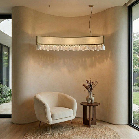 Vintage LED curved ceiling track with macrame tassels