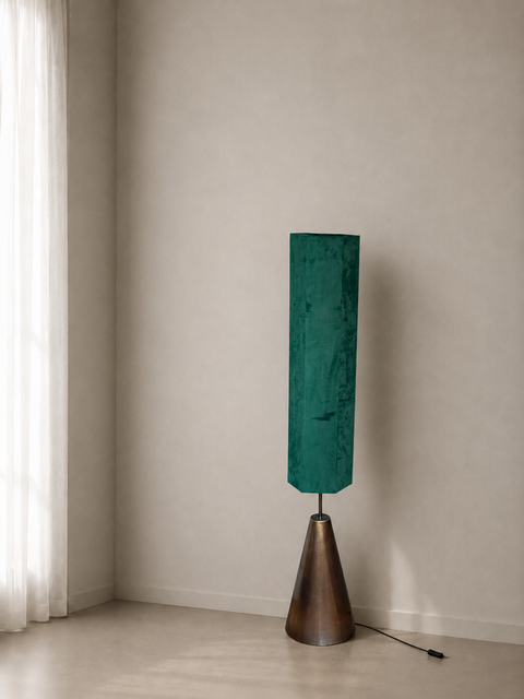 Islamic Floor Lamp with Metallic Base & Green Shade.