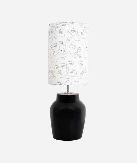 Abstract Faces Line Art Table Lamp