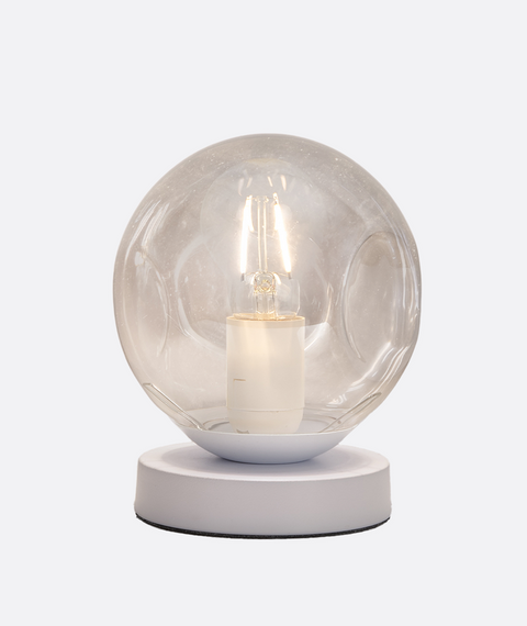 White Glass Ball White Table Lamp