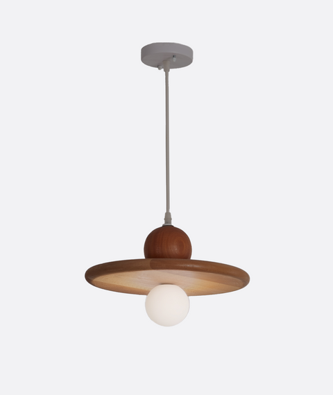 Wooden Pendant Lamp with Globe
