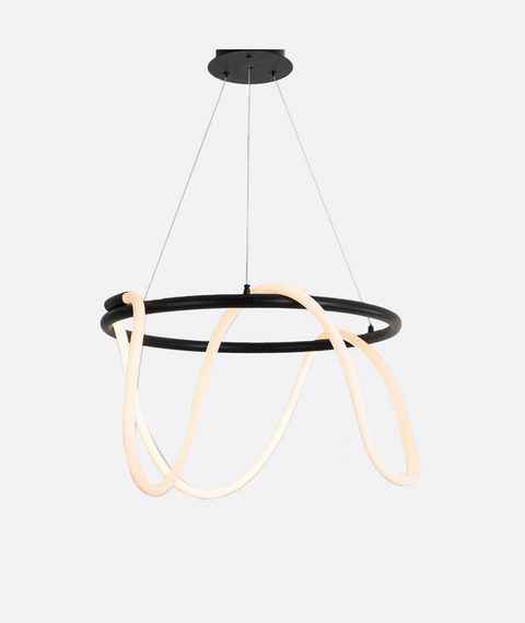 Modern Black LED Ring Chandelier