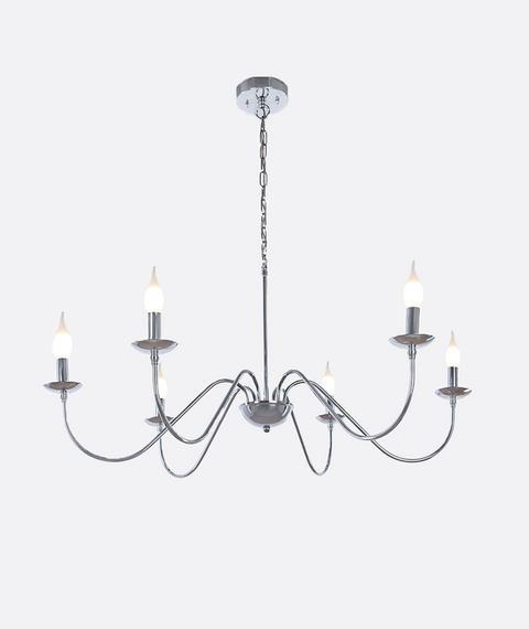 Contemporary Silver Candle-Style Chandelier
