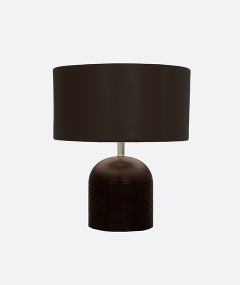 Wood With Leather Shade Table Lamp