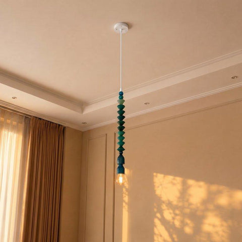 Blue Wooden Pendant Lamp