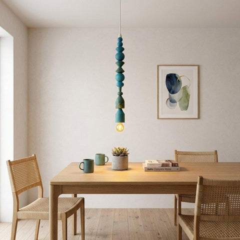 Blue Wooden Pendant Lamp