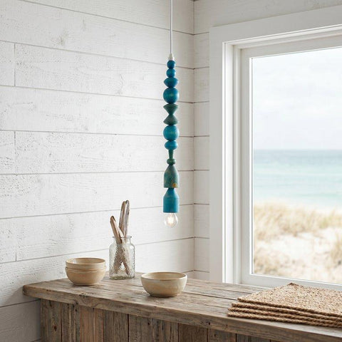 Blue Wooden Pendant Lamp
