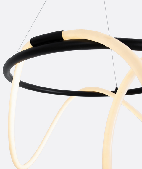 Modern Black LED Ring Chandelier